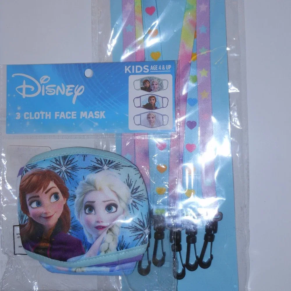 DISNEY 3 CLOTH FACE MASK PACK AND ISCREAM FACE MASK LANYARDS WITH SAFTY CLIP